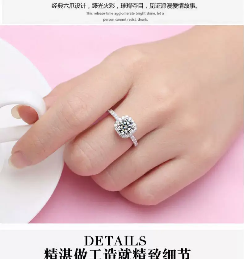 Clearance Moissanite Wedding Ring Silver Platinum Plated 1 Karat — feature 19