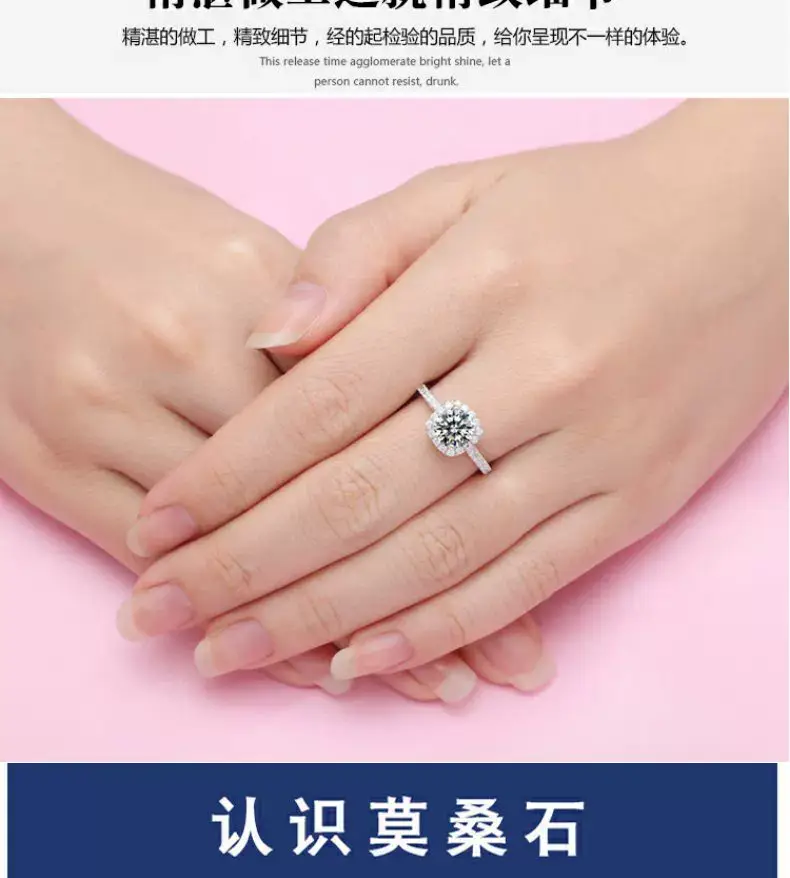 Clearance Moissanite Wedding Ring Silver Platinum Plated 1 Karat — feature 20