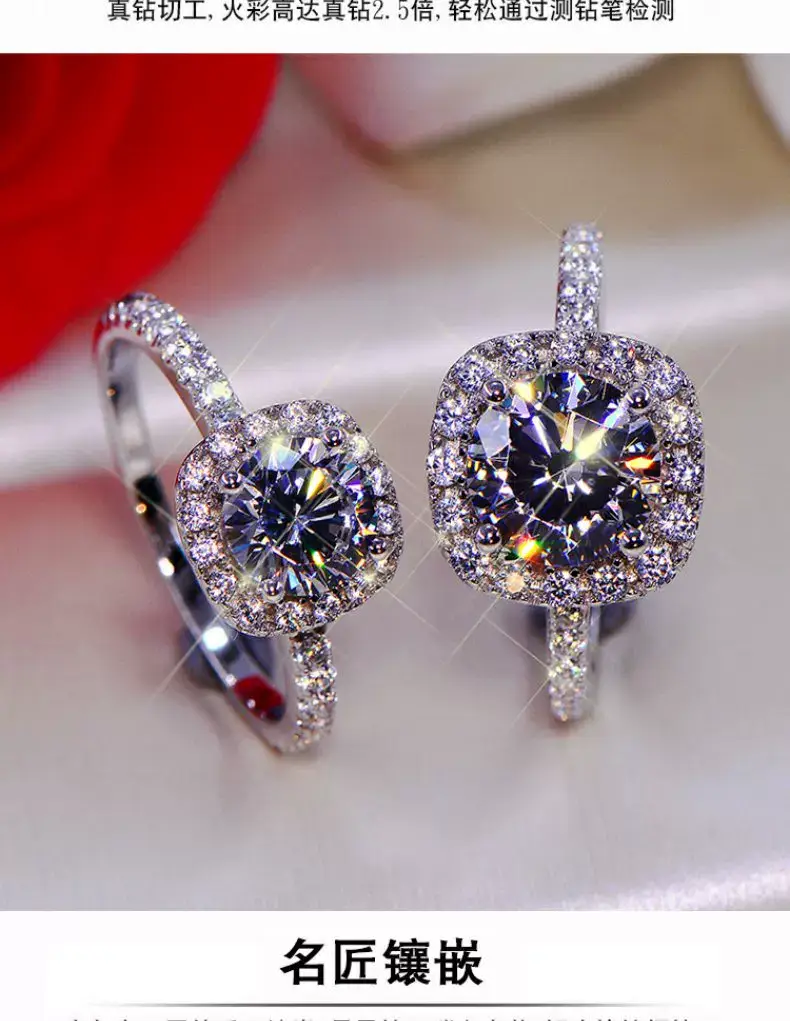 Clearance Moissanite Wedding Ring Silver Platinum Plated 1 Karat — feature 9