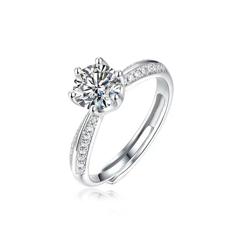 Clearance Moissanite Wedding Ring Silver Platinum Plated 1 Karat - Image 13