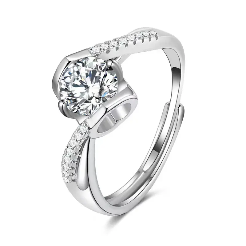 Clearance Moissanite Wedding Ring Silver Platinum Plated 1 Karat - Image 18