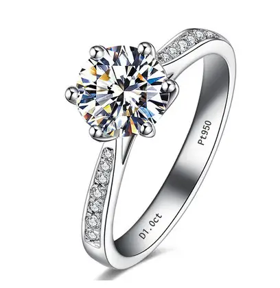 Clearance Moissanite Wedding Ring Silver Platinum Plated 1 Karat - Image 2