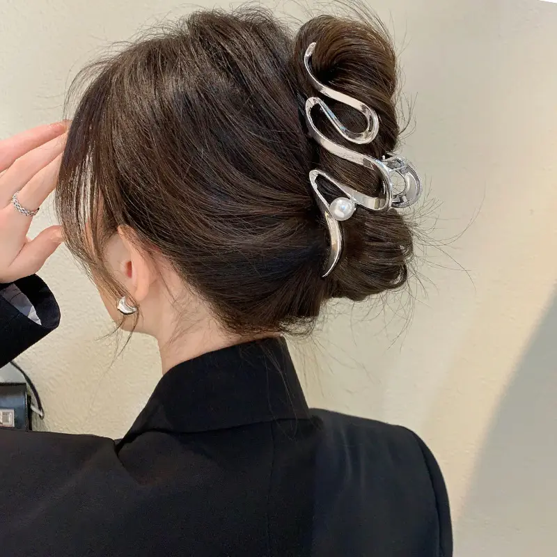 Pearl Wave Hair Clips Women's 2023 Gold Silver