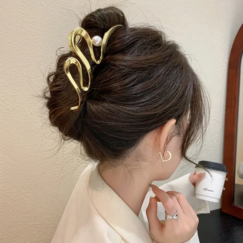 Pearl Wave Hair Clips Women's 2023 Gold Silver