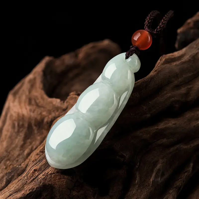 Myanmar Jade Bean Green Pendant for Men Women - Image 3