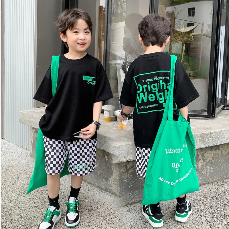 Boys White T-Shirt Green Pants Summer 2025 - Image 5