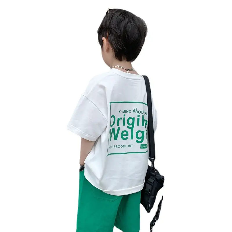 Boys White T-Shirt Green Pants Summer 2025 - Image 7