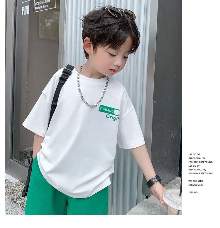 Boys White T-Shirt Green Pants Summer 2025 — feature 5