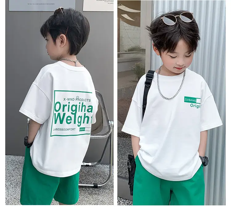 Boys White T-Shirt Green Pants Summer 2025 — feature 6