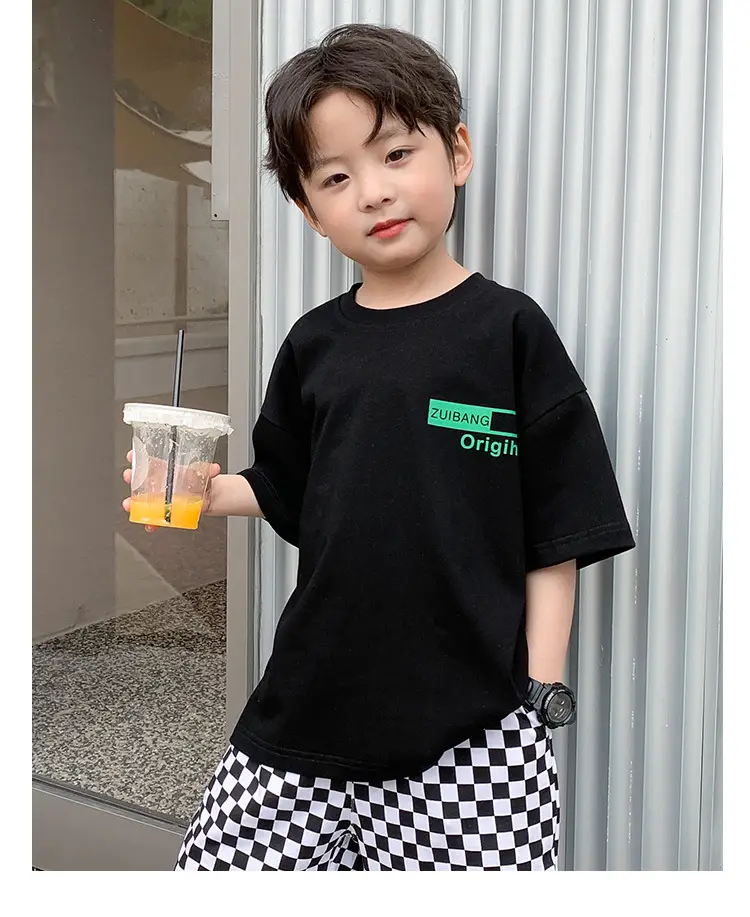 Boys White T-Shirt Green Pants Summer 2025 — feature 7