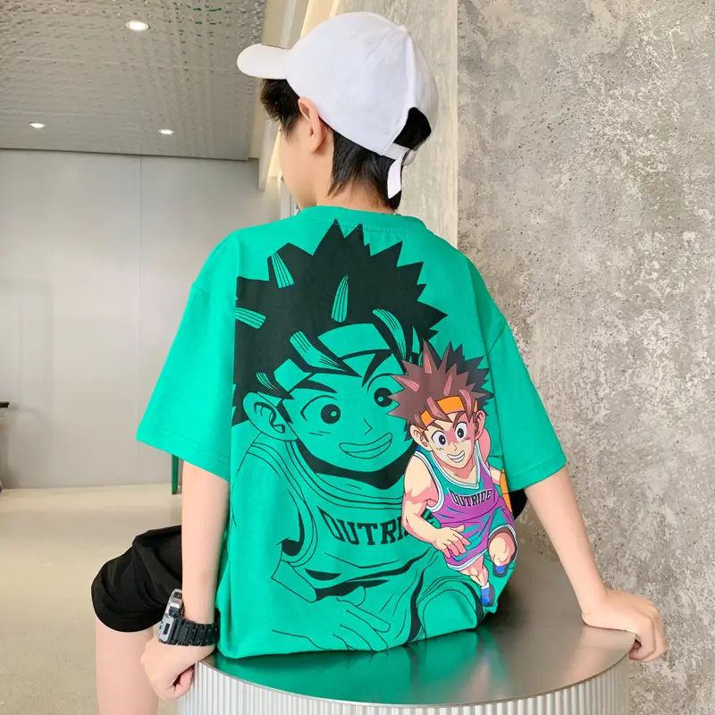 Children's Printed T-Shirt Boys Summer Cartoon Design Loose Fit - Image 8