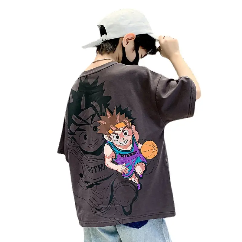 Children's Printed T-Shirt Boys Summer Cartoon Design Loose Fit - Image 9