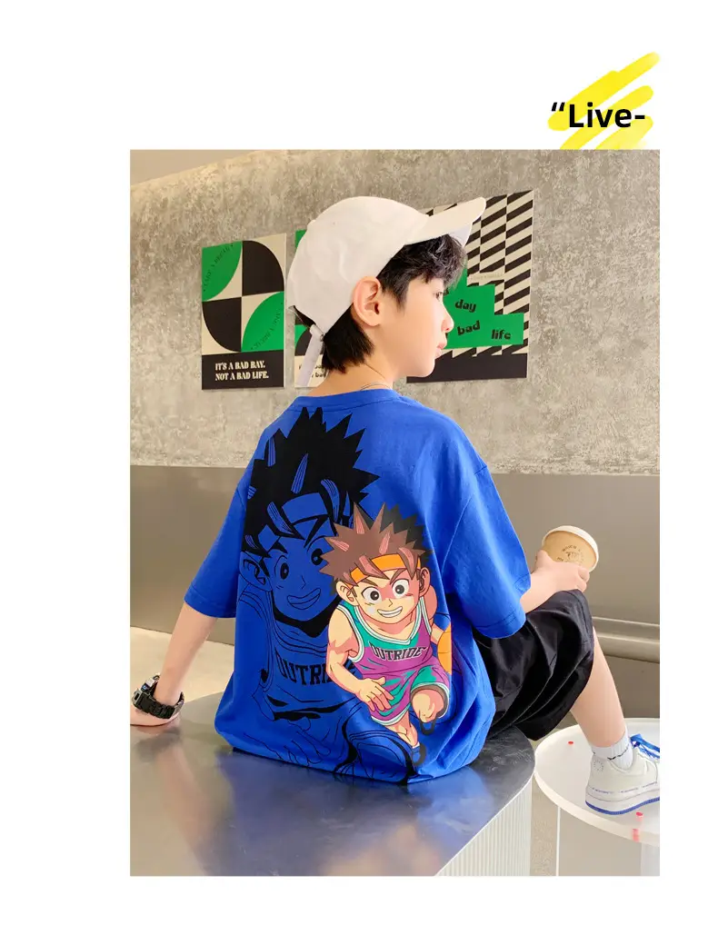 Children's Printed T-Shirt Boys Summer Cartoon Design Loose Fit — feature 18