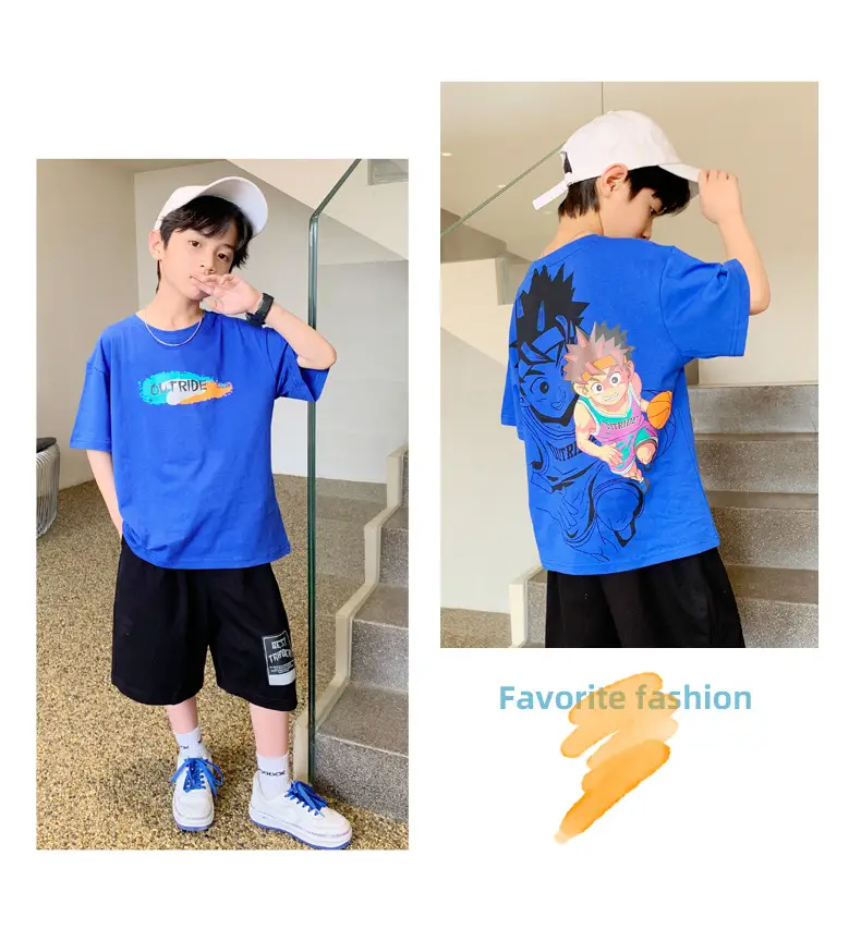 Children's Printed T-Shirt Boys Summer Cartoon Design Loose Fit — feature 19