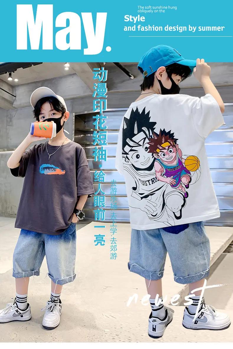 Children's Printed T-Shirt Boys Summer Cartoon Design Loose Fit — feature 2