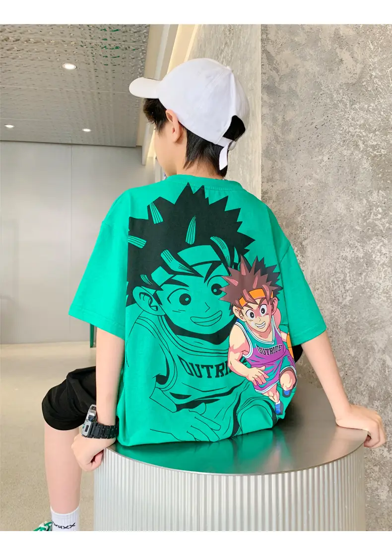Children's Printed T-Shirt Boys Summer Cartoon Design Loose Fit — feature 22