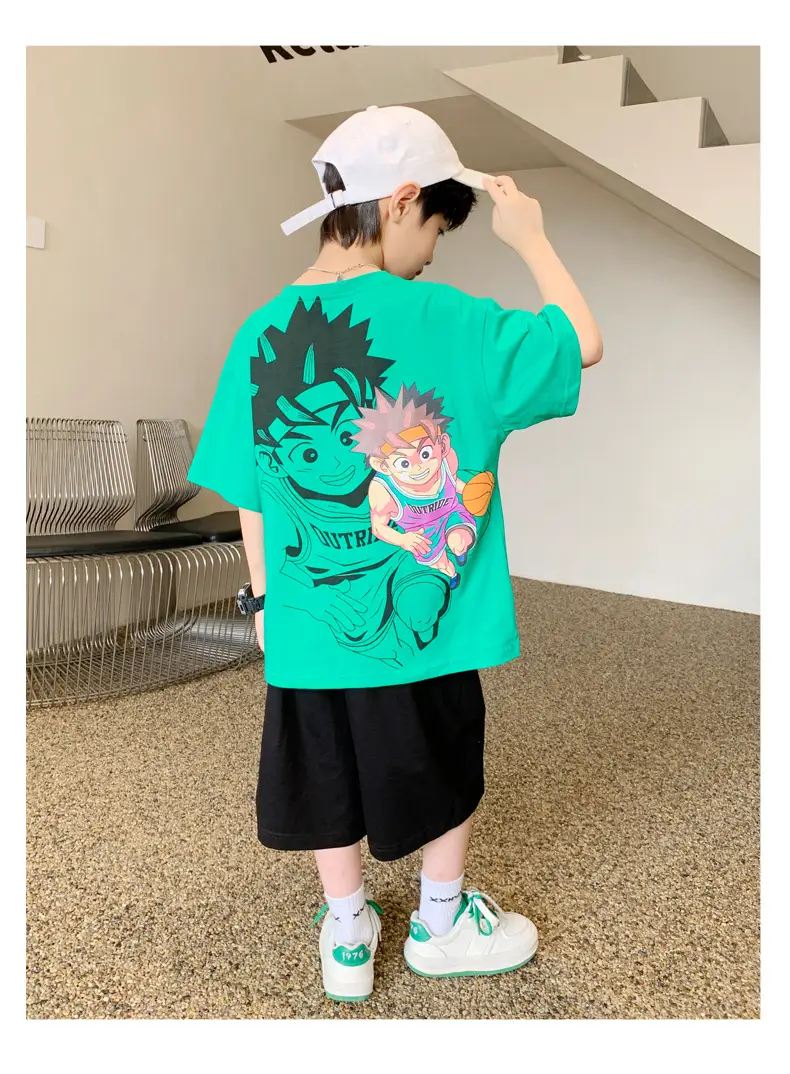 Children's Printed T-Shirt Boys Summer Cartoon Design Loose Fit — feature 24
