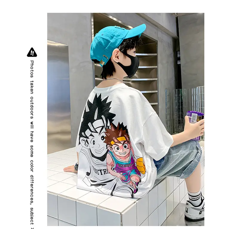 Children's Printed T-Shirt Boys Summer Cartoon Design Loose Fit — feature 3