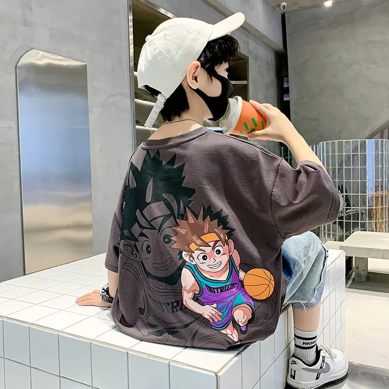 Children's Printed T-Shirt Boys Summer Cartoon Design Loose Fit - Image 2