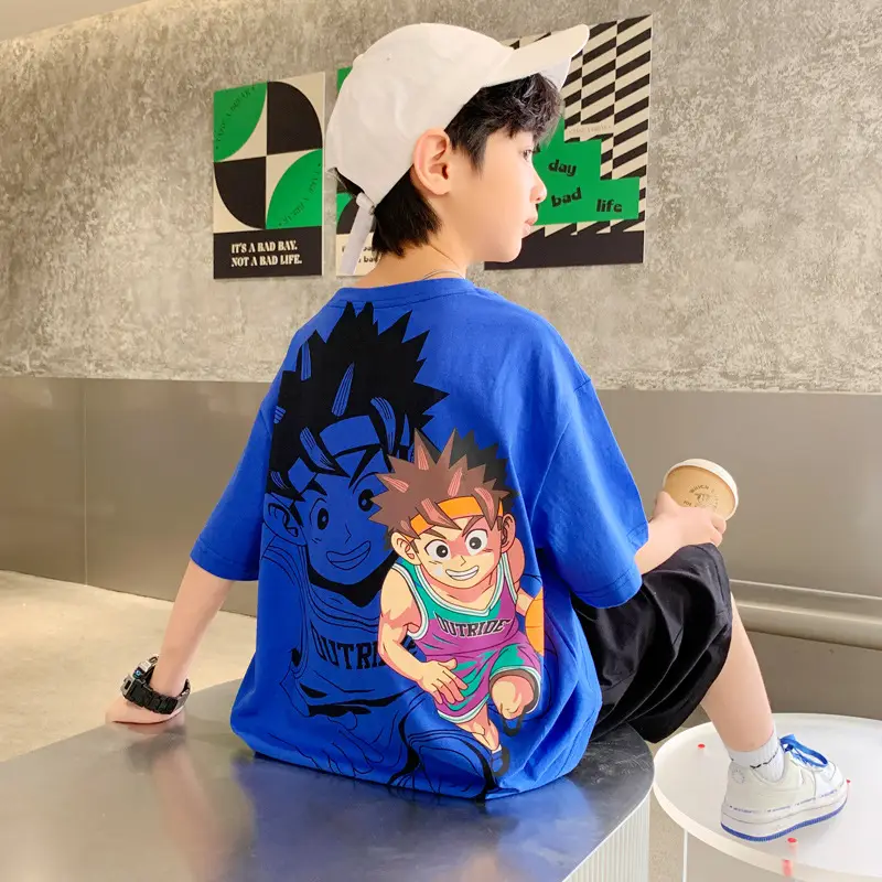 Children's Printed T-Shirt Boys Summer Cartoon Design Loose Fit - Image 4