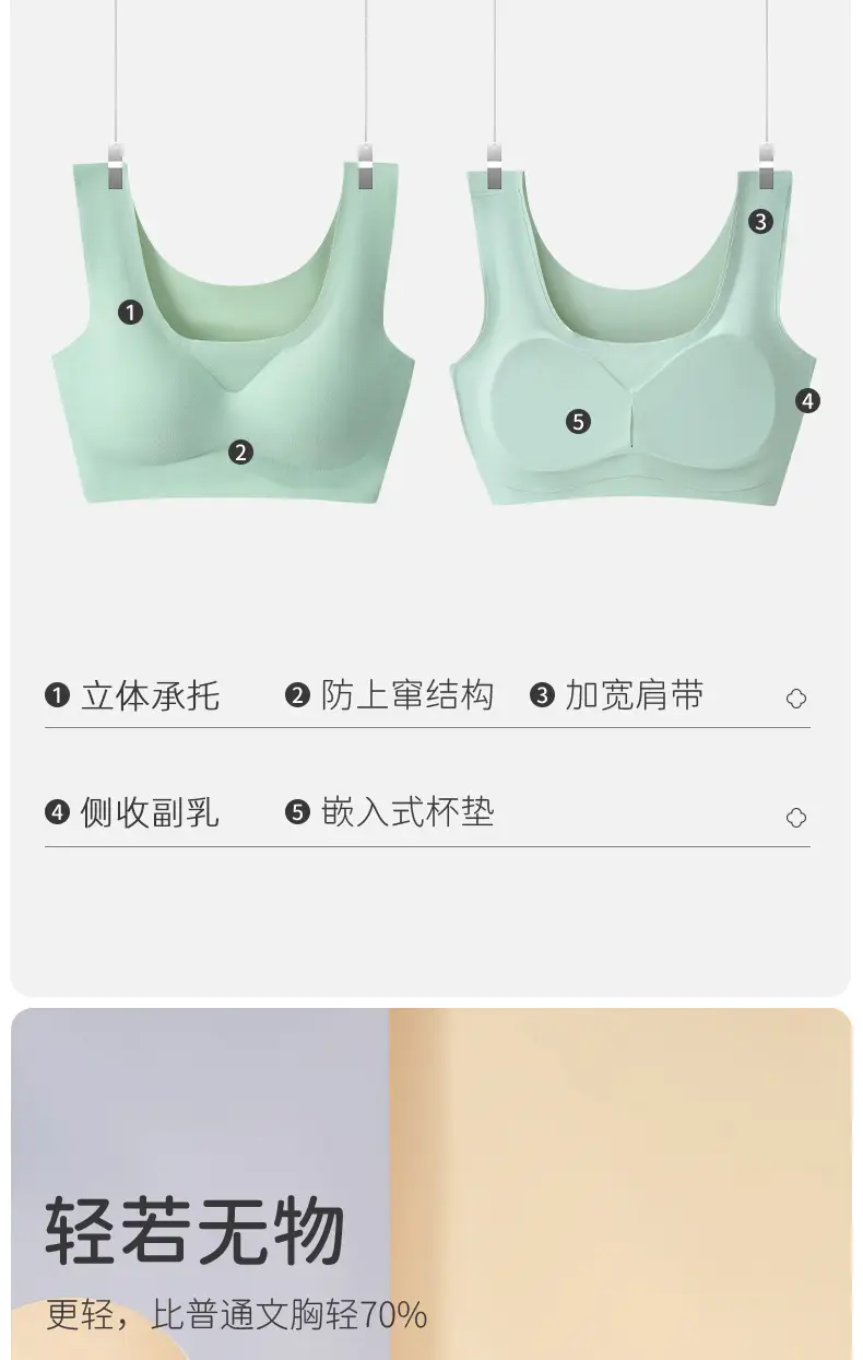 Seamless Intimates Women's Thin Bra Small Breast Push-Up No Rims Sports Sleep Vest Style Thin Summer Bra — feature 8