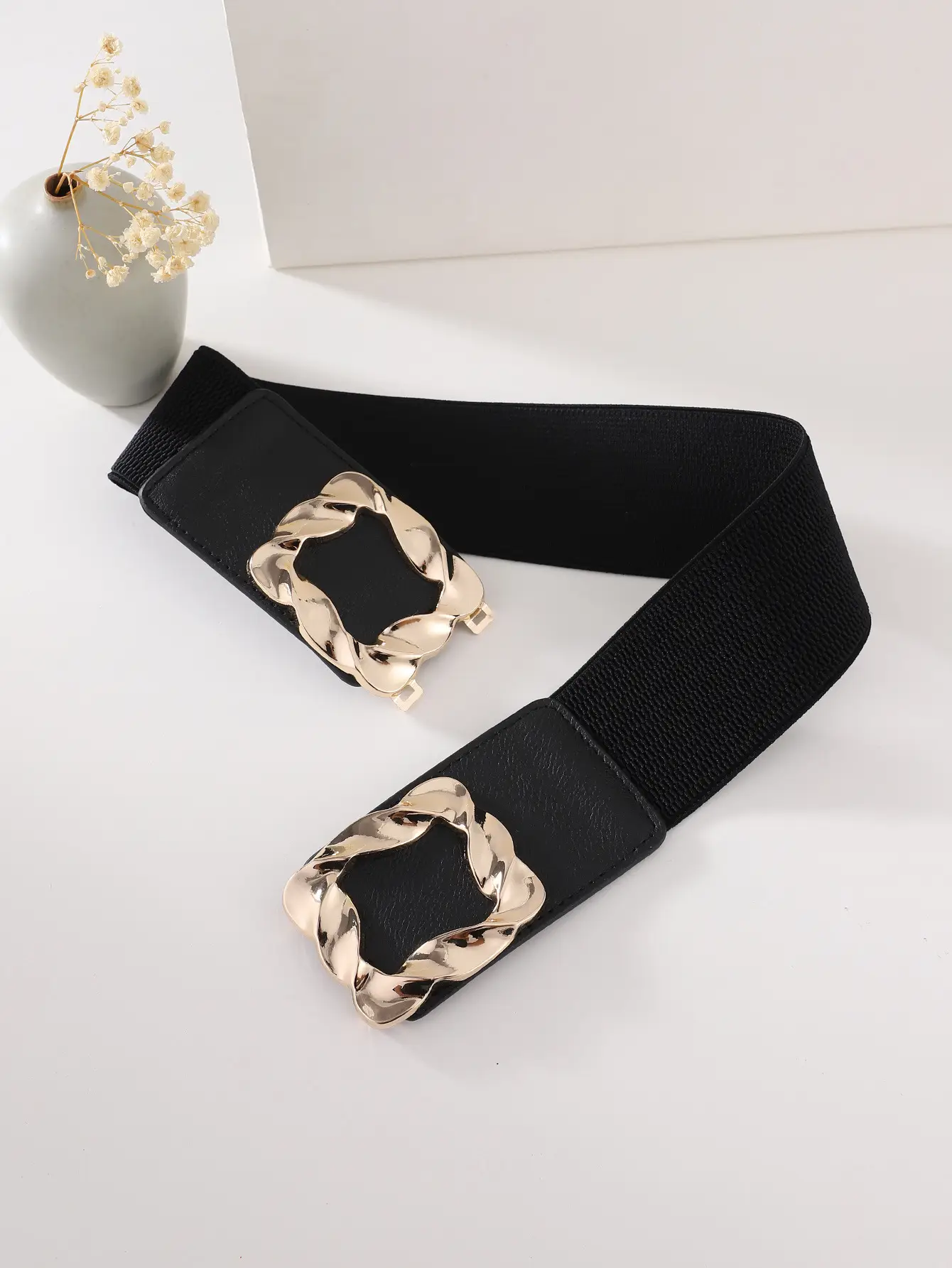 Women's Elastic Wide Girdle Belt with Gold Chain β feature 7