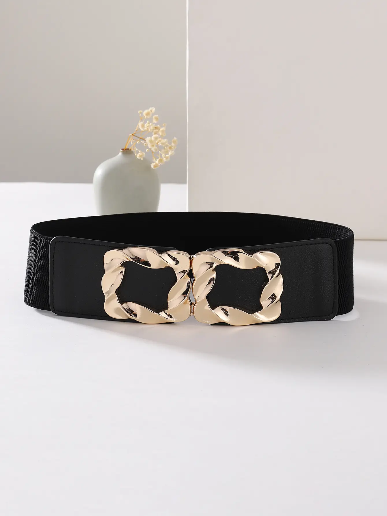 Women's Elastic Wide Girdle Belt with Gold Chain β feature 8