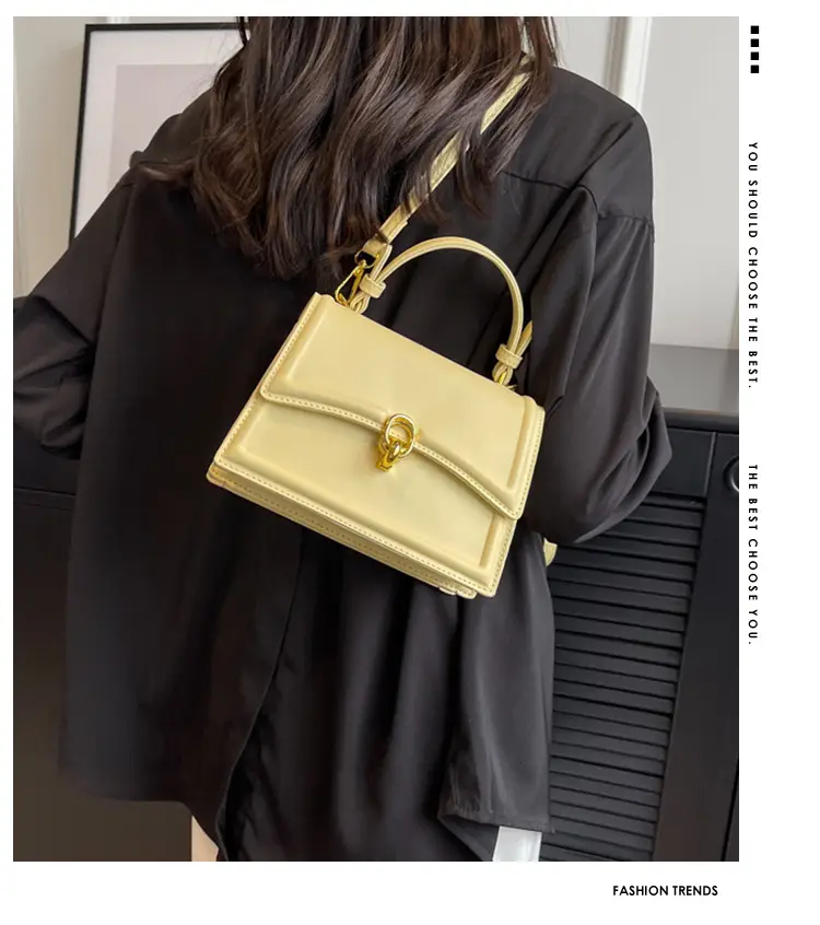 Women's Cream Satchel Shoulder Bag with Gold Clasp — feature 10