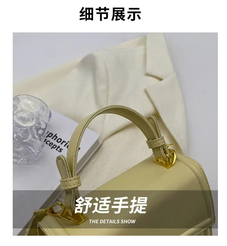 Women's Cream Satchel Shoulder Bag with Gold Clasp — feature 12