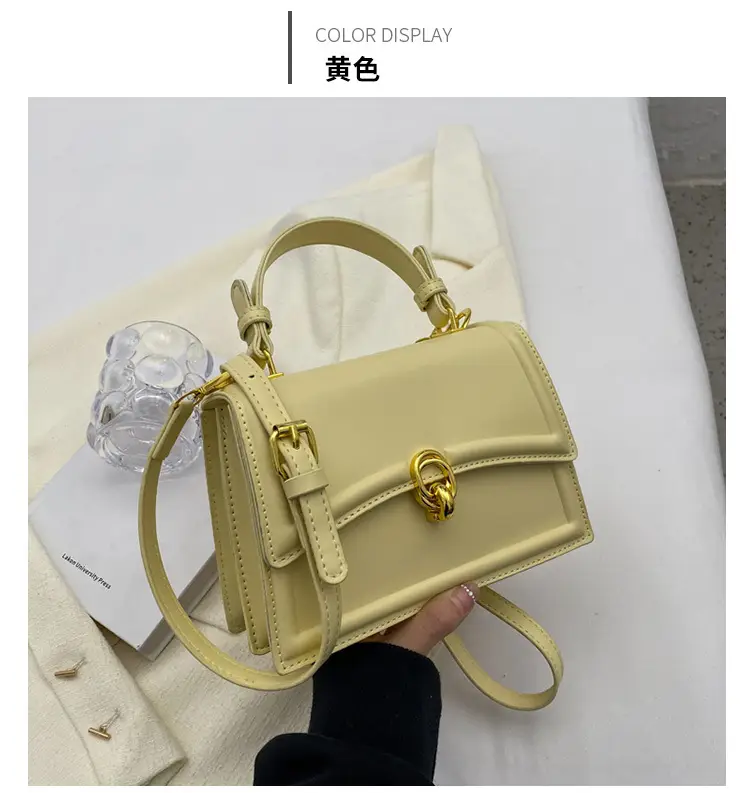 Women's Cream Satchel Shoulder Bag with Gold Clasp — feature 22