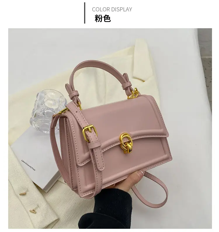 Women's Cream Satchel Shoulder Bag with Gold Clasp — feature 23