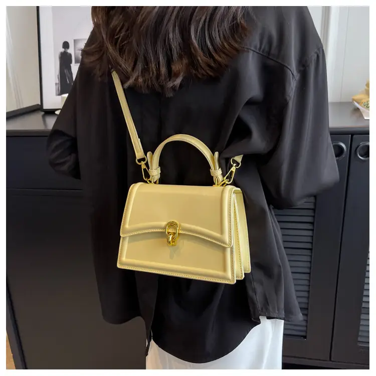 Women's Cream Satchel Shoulder Bag with Gold Clasp — feature 29