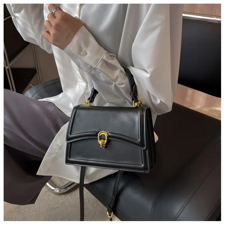 Women's Cream Satchel Shoulder Bag with Gold Clasp — feature 32