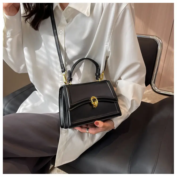 Women's Cream Satchel Shoulder Bag with Gold Clasp — feature 33