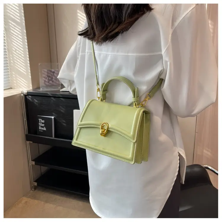 Women's Cream Satchel Shoulder Bag with Gold Clasp — feature 37