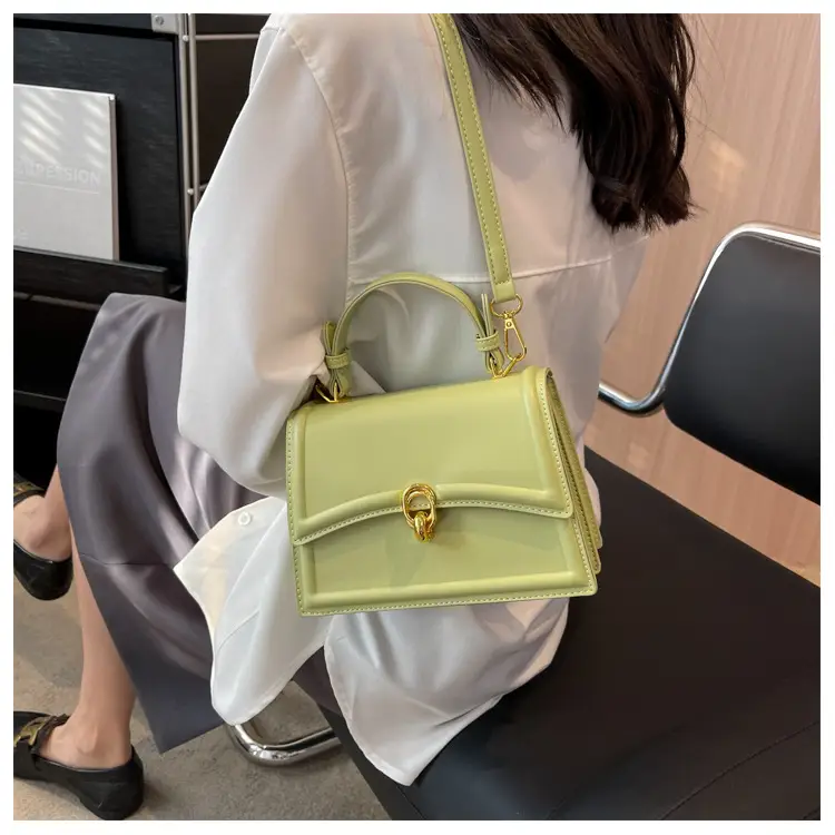 Women's Cream Satchel Shoulder Bag with Gold Clasp — feature 38