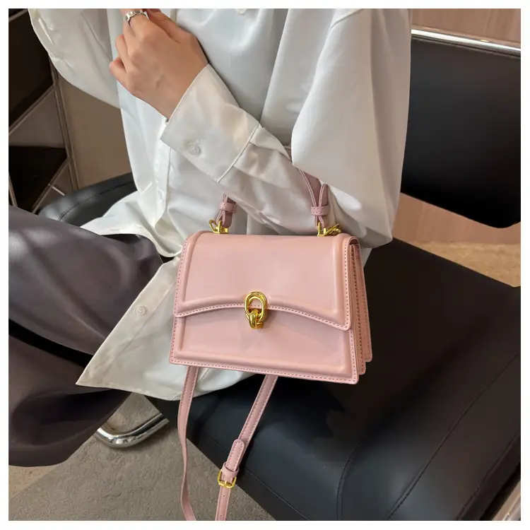 Women's Cream Satchel Shoulder Bag with Gold Clasp — feature 39