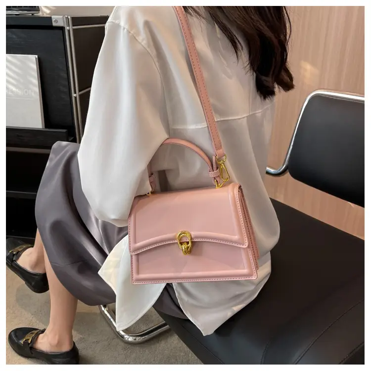 Women's Cream Satchel Shoulder Bag with Gold Clasp — feature 40