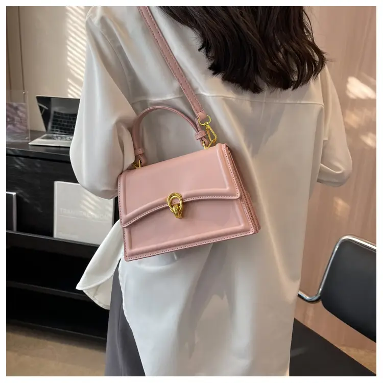 Women's Cream Satchel Shoulder Bag with Gold Clasp — feature 41