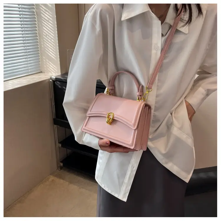Women's Cream Satchel Shoulder Bag with Gold Clasp — feature 42