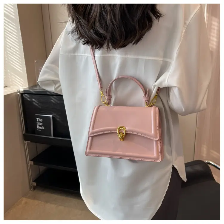Women's Cream Satchel Shoulder Bag with Gold Clasp — feature 43