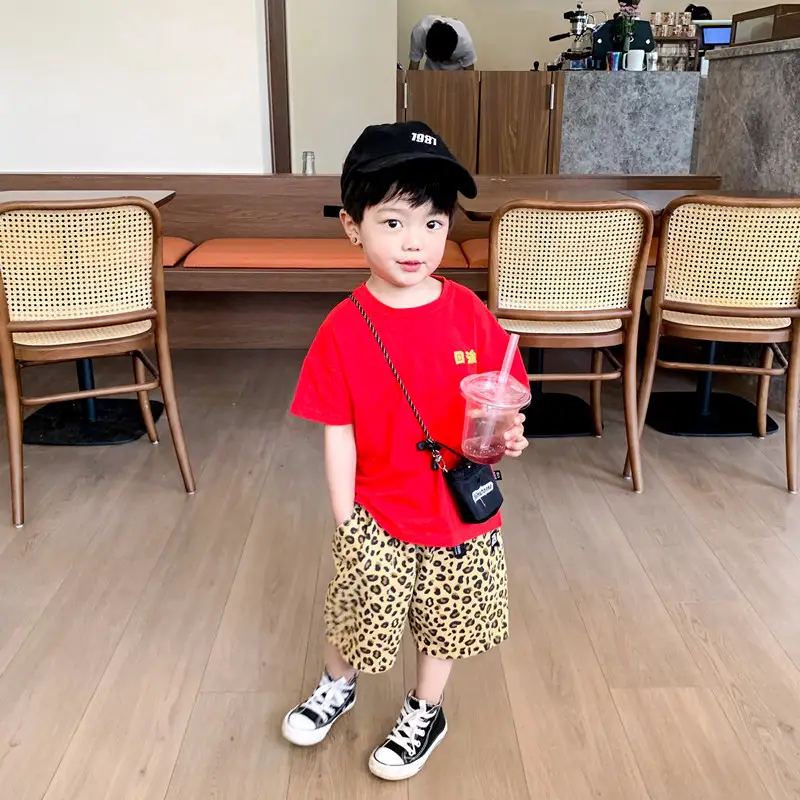 Boys Red National Print T-Shirt Shorts Set 2025 - Image 5