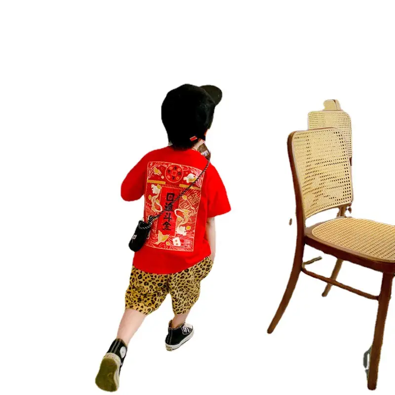 Boys Red National Print T-Shirt Shorts Set 2025 - Image 6