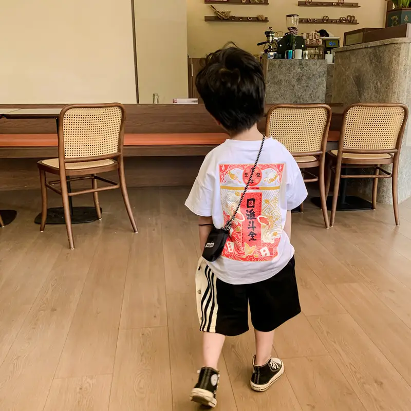 Boys Red National Print T-Shirt Shorts Set 2025 — feature 3