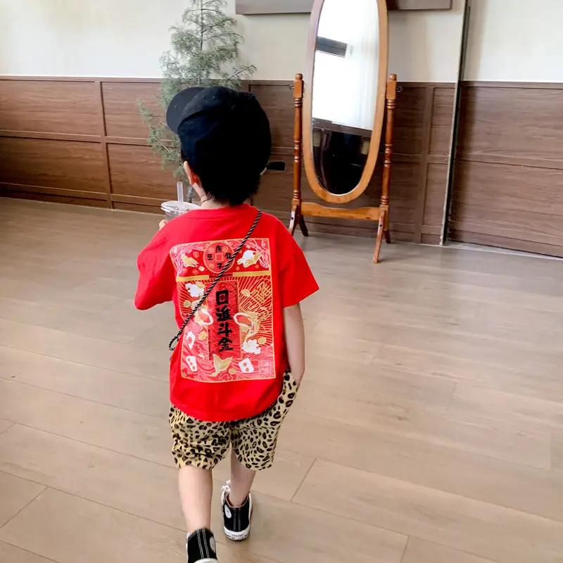 Boys Red National Print T-Shirt Shorts Set 2025 — feature 6