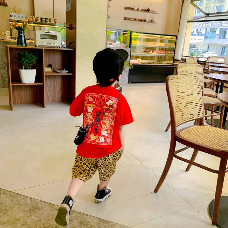 Boys Red National Print T-Shirt Shorts Set 2025 — feature 7