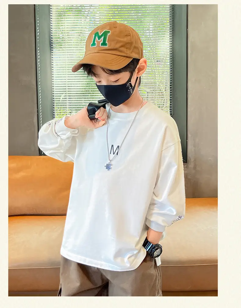 Children Long Sleeve T-Shirt White Cotton 2025 Spring — feature 21