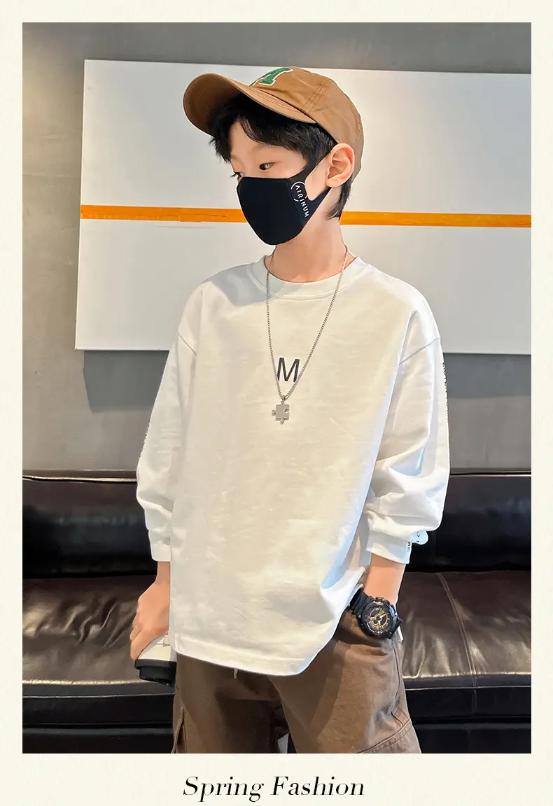 Children Long Sleeve T-Shirt White Cotton 2025 Spring — feature 22