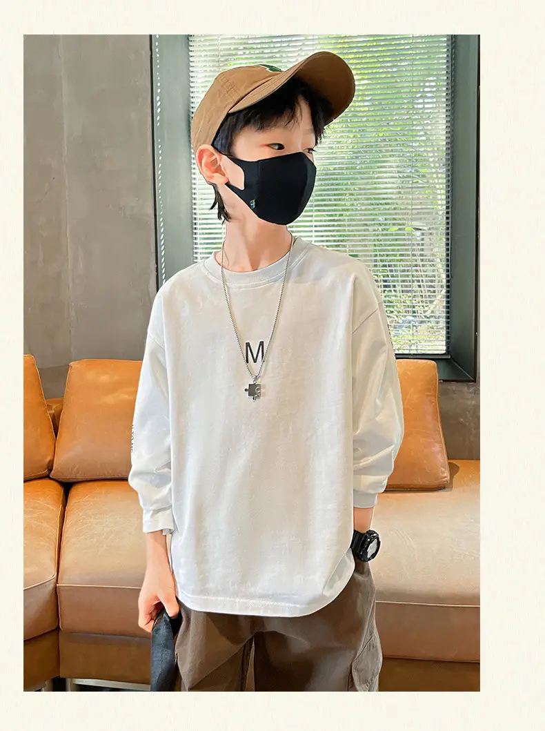 Children Long Sleeve T-Shirt White Cotton 2025 Spring — feature 24