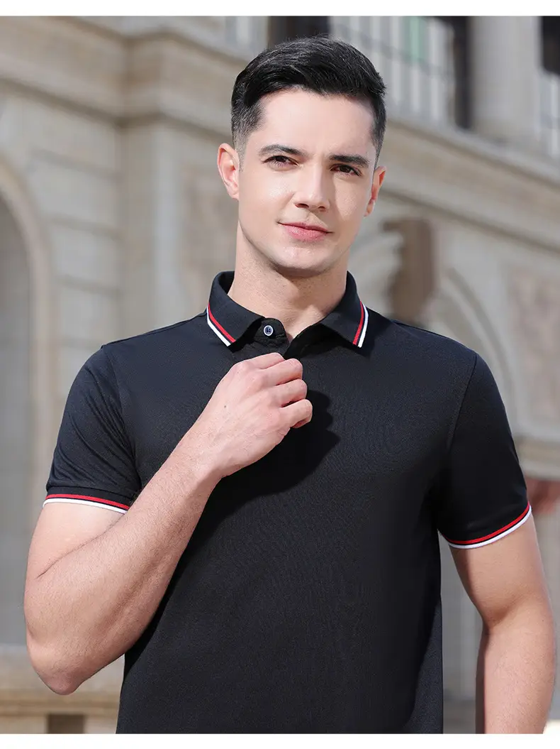Men & Women Black Polo Shirt with Belt & Skirt Set — feature 15